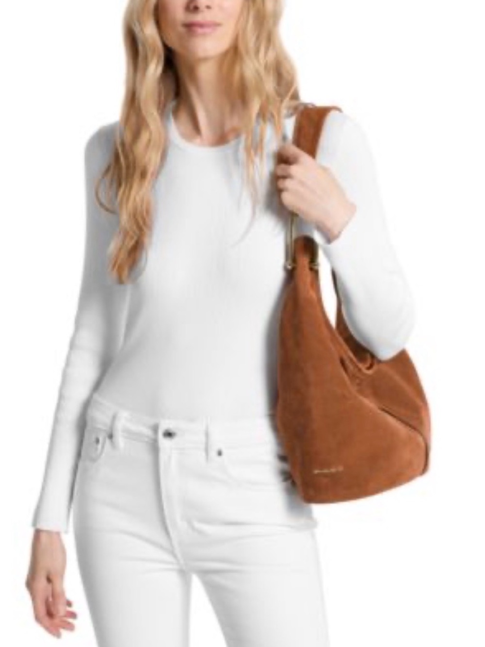 Michael Kors Suede Hobo Shoulder Bag - Brown
